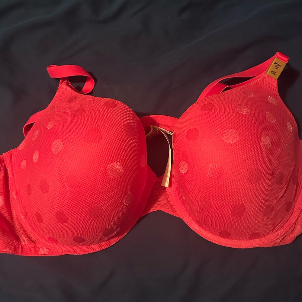PINK pink polka dot bra.
